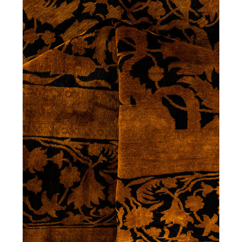 Overdyed Hand-Knotted Wool Modern-Contemporary Gold Area Rug 9' 1" x 12' 0"
