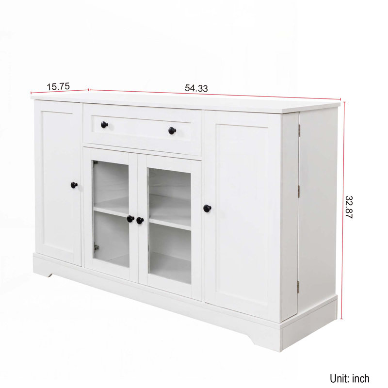 Buffet Cabinet with Storage, Modern Sideboard Buffet with Doors, Wood Coffee Bar Kitchen Storage Cabinet with Drawer and Adjustable Shelf