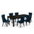 7 Piece Dining Set Consists of a Rectangle Kitchen Table with Butterfly Leaf and 6 Polyester Fabric Upholstered Chairs, Black-2022111267-2058985271