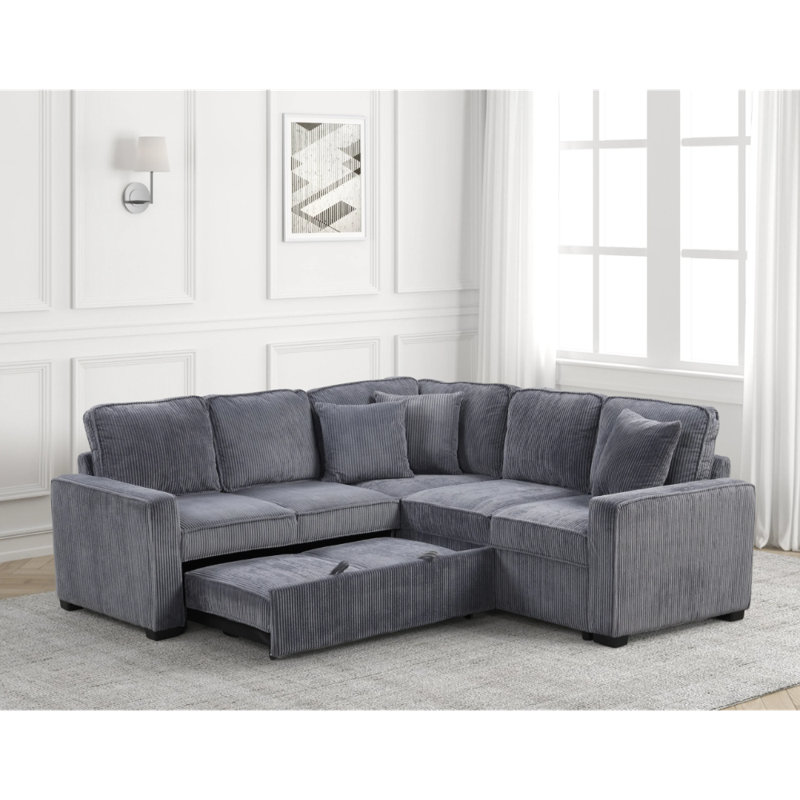 Canapé modulaire avec lit gigogne Ariel, Tissu gris anthracite