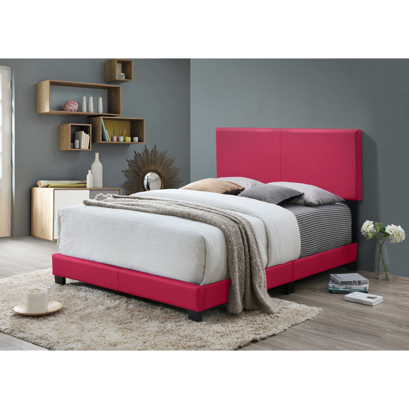 Lit plateforme rose pour lit double avec base en bois d'ameublement moderne et confortable - Élégant