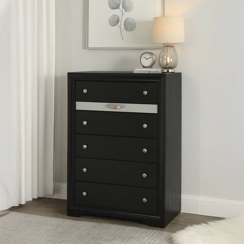 Commode 6 tiroirs Smartt, Noir
