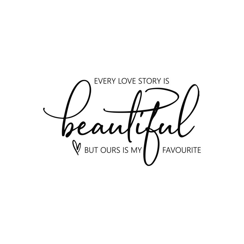 «Every Love Story Is Beautiful» par Pixy Paper - art textuel sur toile tendue, H 18 po x l 26 po x P 1,5 po