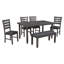 Table de salle à manger Angeline et chaises avec banc, ensemble de salle à manger en bois rustique, ensemble de table de salle à manger 6 pièces-2125382409