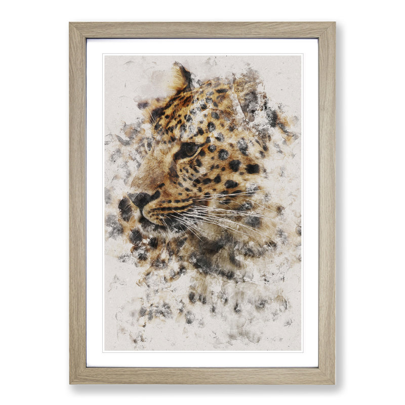 Leopard Vol.1 - Picture Frame Graphic Art, Oak Framed, 48cm H x 36cm W x 2cm D