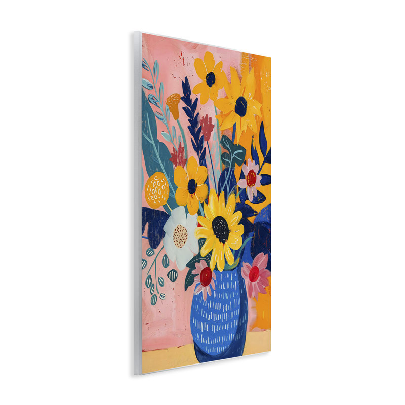 Plaque murale colorée en forme de vase floral, design par LSR Creative Studio, H 15 po x l 10 po