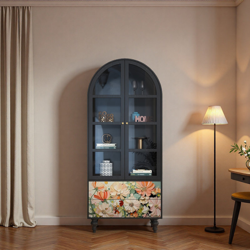 Vitrine en bois massif Floral