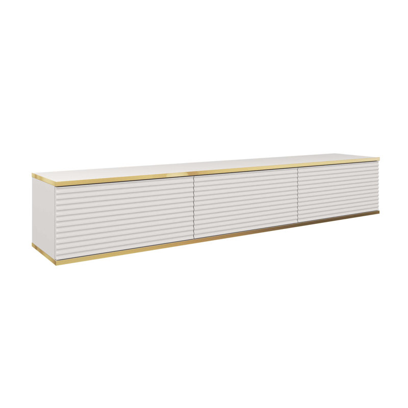 Perina Unfinished Floating TV Stand for TVs up to 78", White/Gold, 30cm H x 175cm W
