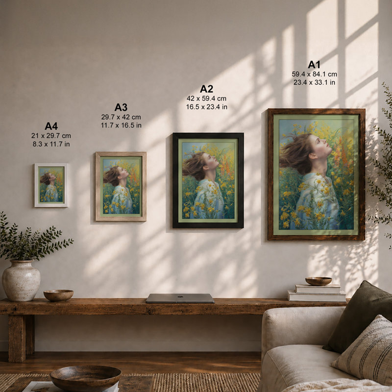 Reverie Among Blooms Boho - Framed Print, A2 - 59.4 x 42.0 cm, Walnut