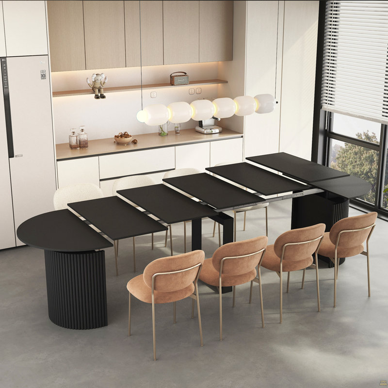 Table de salle à manger extensible pliable pour 1 à 10 personnes, console multifonctionnelle en bois extensible, Noir