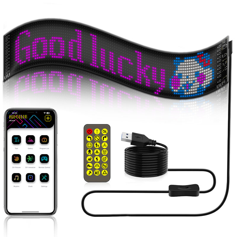 Car Devil's Eye for Trucks - 23.42"x4.72" USB-Powered Animated LED Matrix Panel with Bluetooth App Control, Custom Text & Pattern Display for Vehicles, Stores, Events, and More