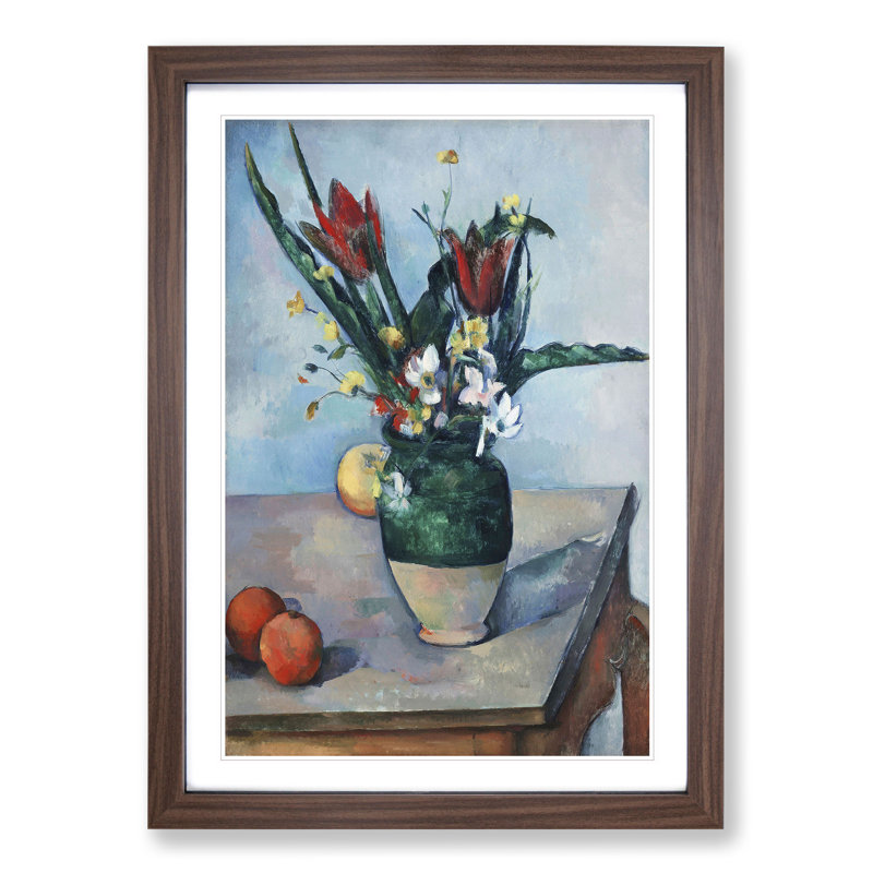 The Vase of Tulips by Paul Cezanne - Picture Frame Painting, Walnut Framed, 36cm H x 27cm W x 2cm D
