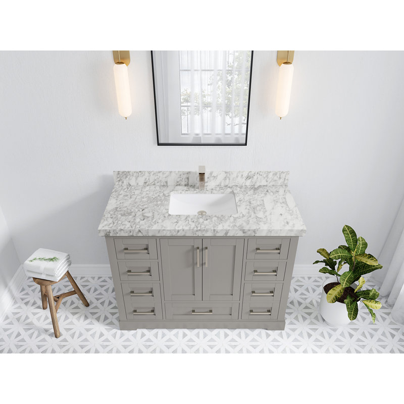 Ensemble de meuble-lavabo simple 48 po Esin, Marbre de Carrare
