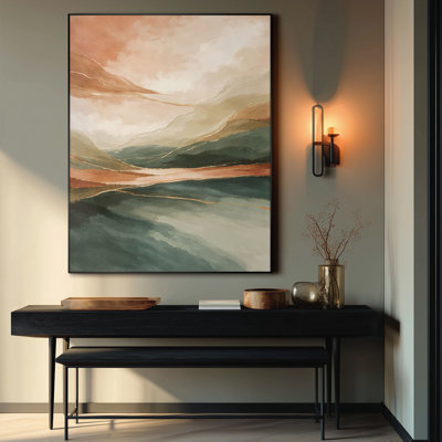 Abstract Desert Landscape Neutral Tone Wall Art for Living Room or Bedroom - "Frame Assembly Required (Unfinished Frame)"