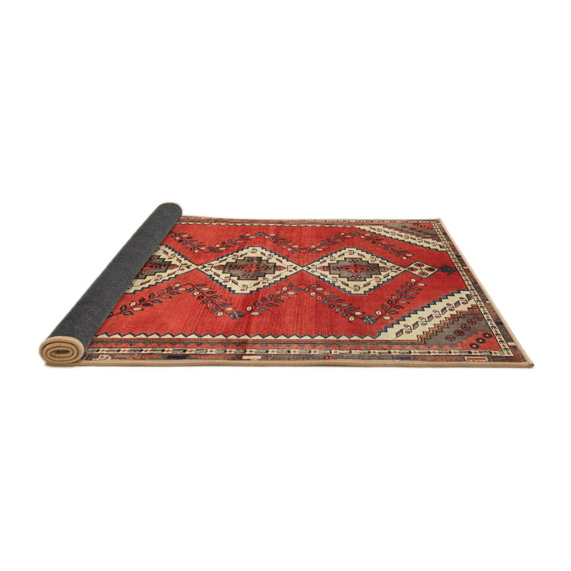 Tapis rouge / beige / brun Southwestern, Rond 6 pi