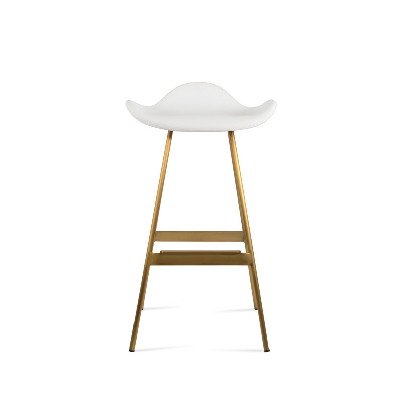 Tabouret Falcon Balat, Laiton, Blanc PPM