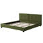 Structure de lit en velours olive de très grande taille, revêtue de coins carrés doux, tête de lit au design minimaliste, excellent support, sans sommier, assemblage rapide pour plateforme pour 2 adultes, tissu courbé
