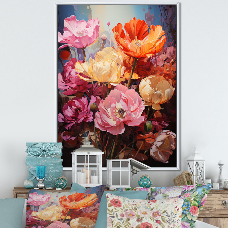 Tulipes, champs de couleur I - impressions sur toile florales, H 32 po x l 24 po x P 1 po, Cadre flottant blanc
