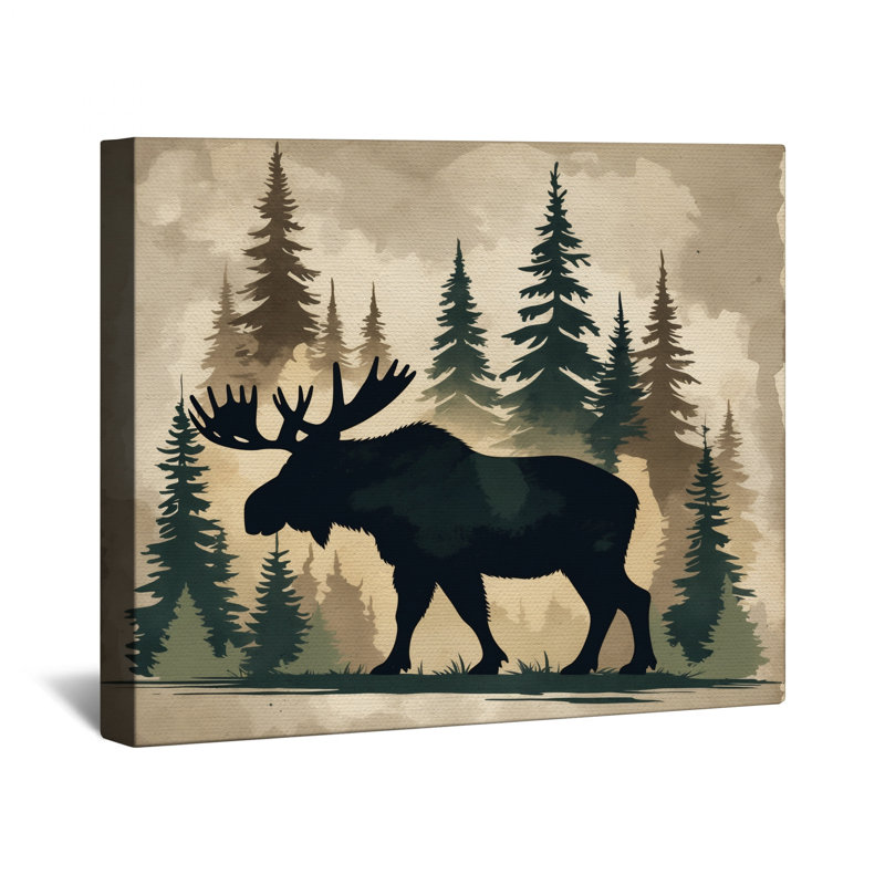 «Moose In Forest», toile tendue de plusieurs tailles, 12 x 12 pouces