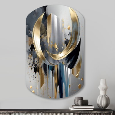 Abstract Shapes And Lines I - Abstract Marble Cylinder Shape Assymterical Metal Wall Art