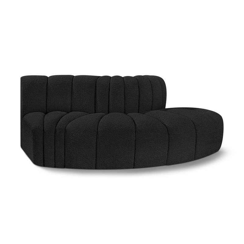Iyre Upholstered Curved Sectional Reversible, Black Boucle Fabric