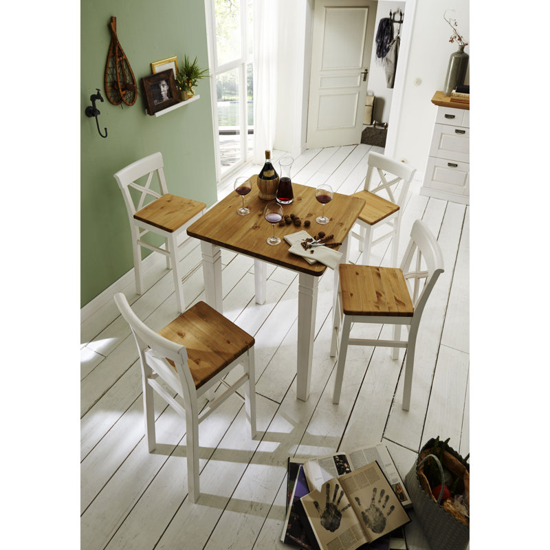Polebridge Solid Wood Base Dining Table, White/Leach-coloured