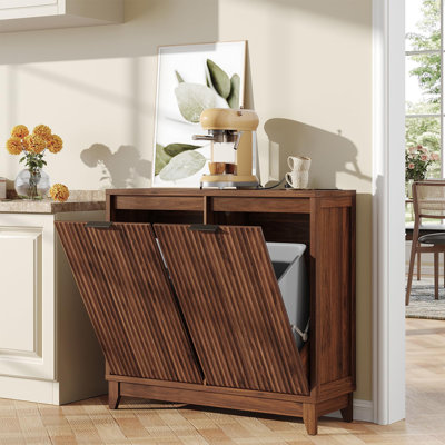 Double Tilt Out Trash Can Cabinet With Odor Control