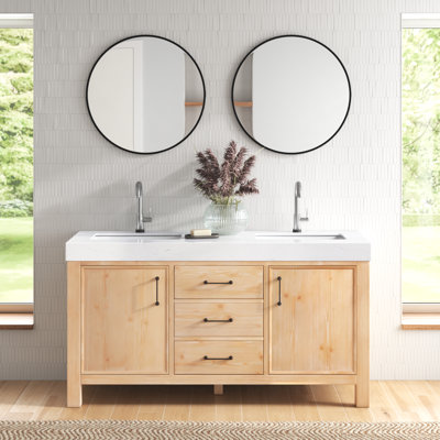 60'' Double Bathroom Vanity with Engineered Marble Top