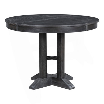 Farmhouse Dining Table Extendable Round Table For Kitchen, Dining Room(Black)