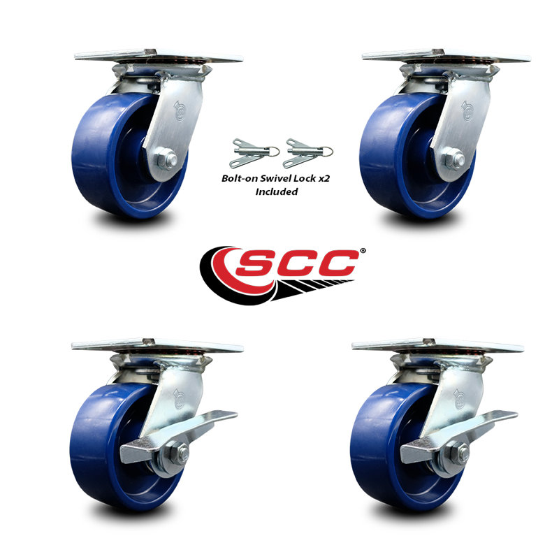 4 Piece Solid Polyurethane Caster Set