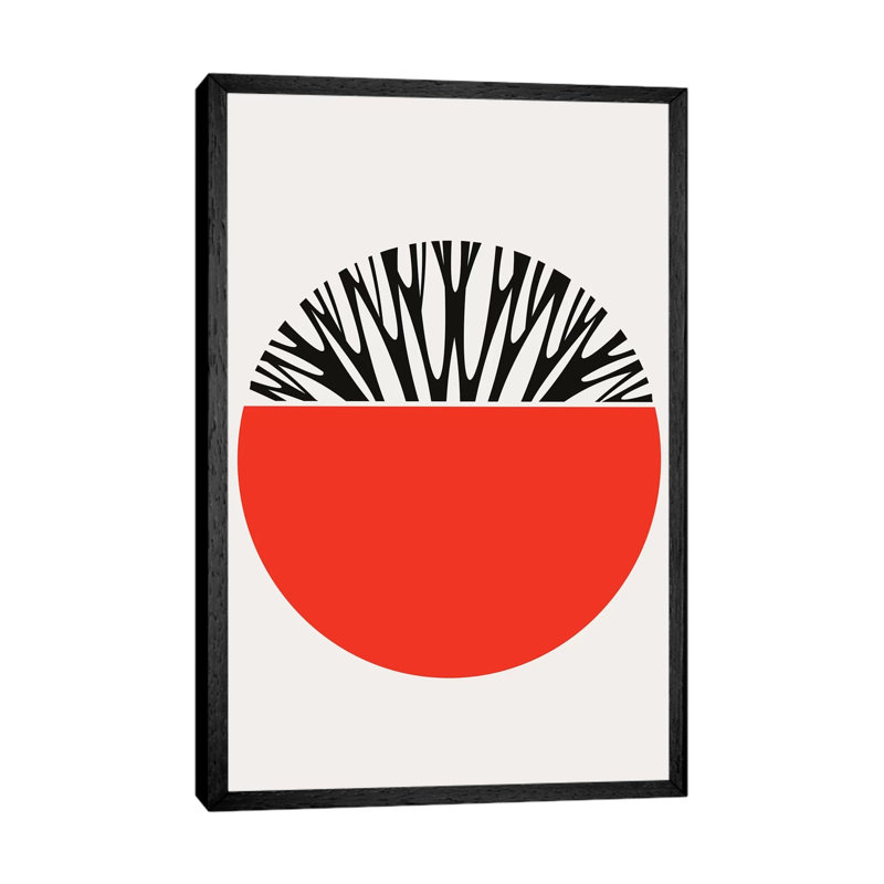 Abstractika - Red by Kubistika - Print on Canvas, Black Floater Framed, 66.04cm H x 45.72cm W x 3.81cm D