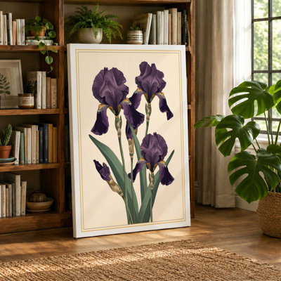 Purple Iris Study Botanical - Wrapped Canvas