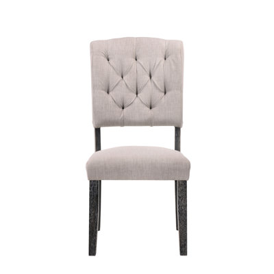 Chaise d'appoint en chêne beige et gris (2) - transitionnel avec dossier en lin