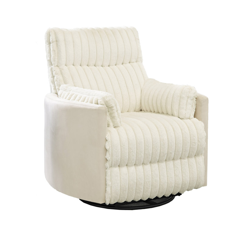 Bocaton Wide Wale Corduroy Upholstery Manual Recliner, White