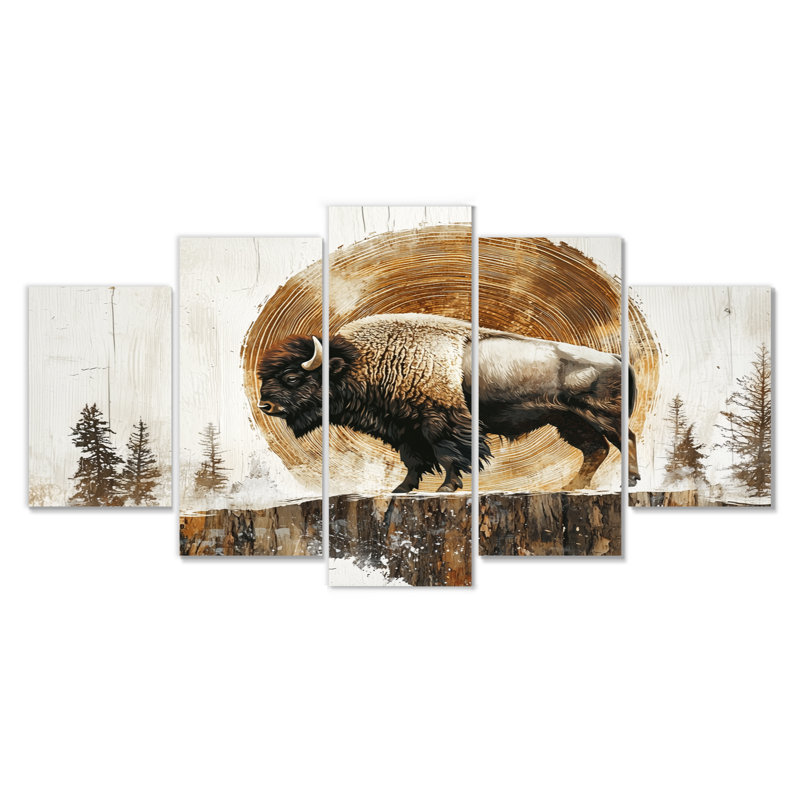 Buffle américain dans les Prairies - Art mural animal Buffalo - ensemble d'art mural moderne