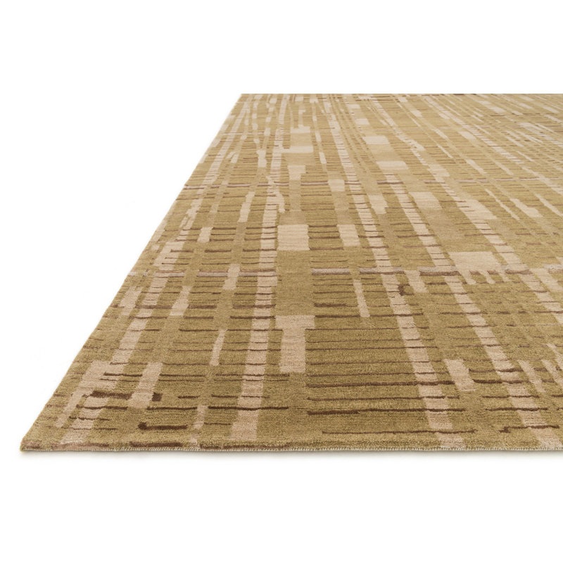 Tapis ambre / brun noué à la main à motif abstrait Hermitage, Rectangle 10 pi x 13 pi 6 po