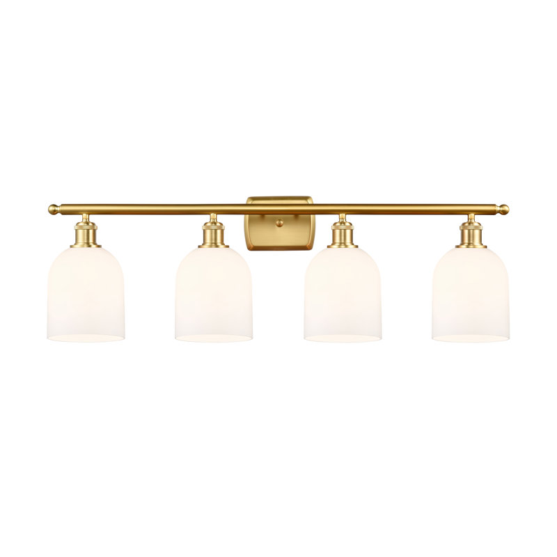 Anacaren 4 - Light Dimmable Vanity Light, Gloss White, Satin Gold