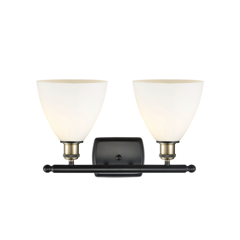 Éclairage pour meuble-lavabo 2 lumières Shauna, Blanc mat, Incandescent, Laiton antique noir