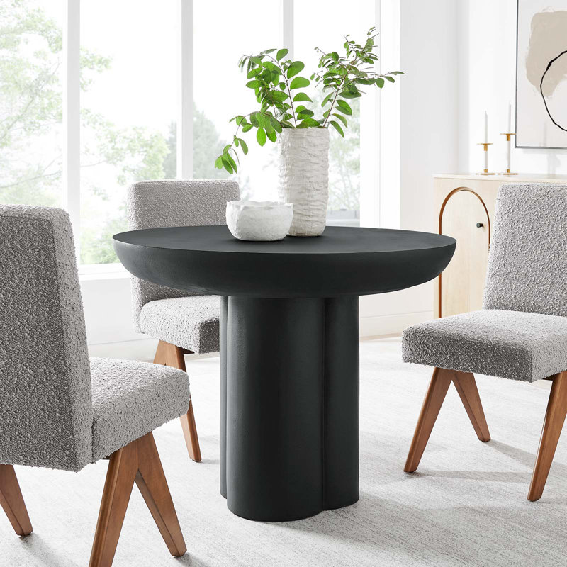 Caspian Black Round Concrete and MDF Dining Table