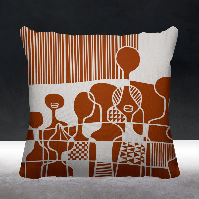 Ori Geometric Outdoor Reversible Throw Pillow, 19H" x 19W", Orange