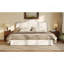 Lit plateforme rembourré Queen Size, beige