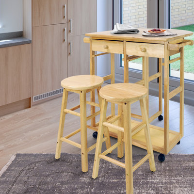 Wimborne Kitchen Island Set with Maple Solid Wood Top