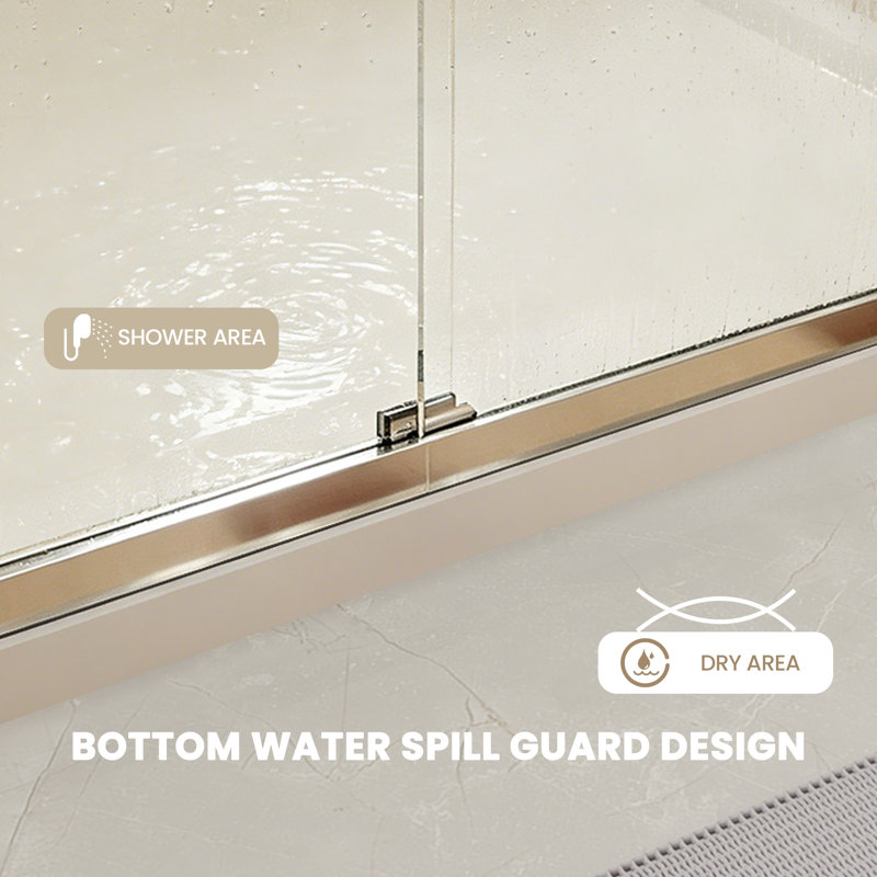 44-48" W x 76" H Double Sliding Frame Shower Door with 1/4"（6mm） Clear Tempered Glass, Chrome, Chrome, 44" - 48" W x 76'' H