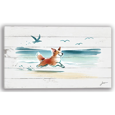 «Beachside Fun Dog», art mural sur toile tendue