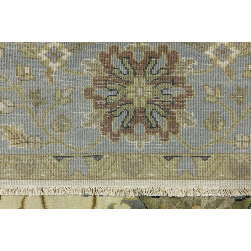 Tapis crème en laine noué à la main floral 9 pi x 12 pi Floral