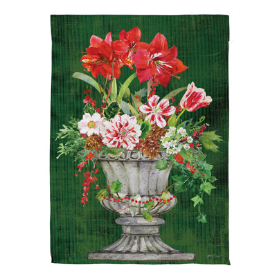 Christmas Flower Pot Suede House Flag