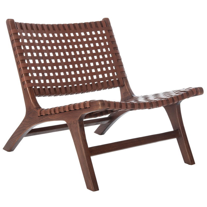 Denman Upholstered Side Chair, Cognac/Brown Genuine Leather
