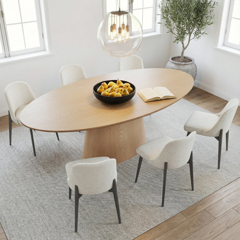 Nina 7-Piece Oval Dining Table Sets, Oak