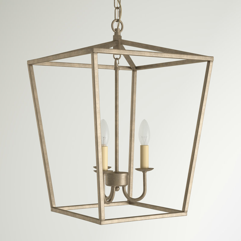 Finnick 3-Light Dimmable Metal Lantern Pendant, Vintage Silver