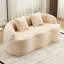 Canapé de compression beige pour petits espaces de bureau, sans assemblage, rembourrage à haute densité crème incurvé avec accoudoir rond et 2 coussins pour chambre à coucher, style élégant-431437406